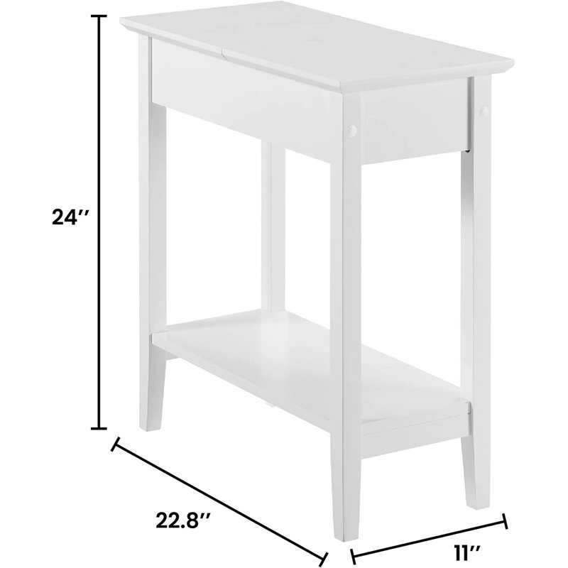 Winston Porter Jonica Narrow End Table with Storage, Flip Top Narrow
